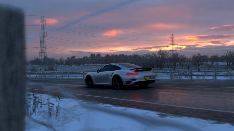 Silver Sports Car — Purple, Serene, Sunset