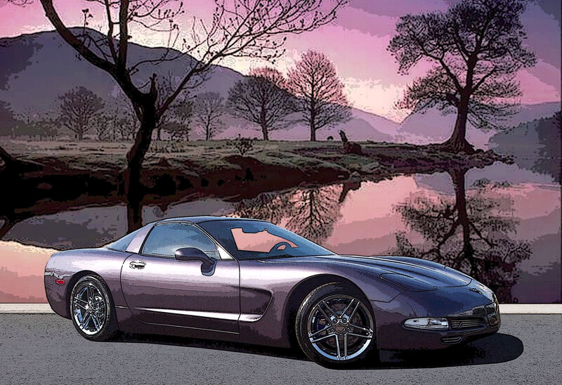 Silver Sports Car — Purple