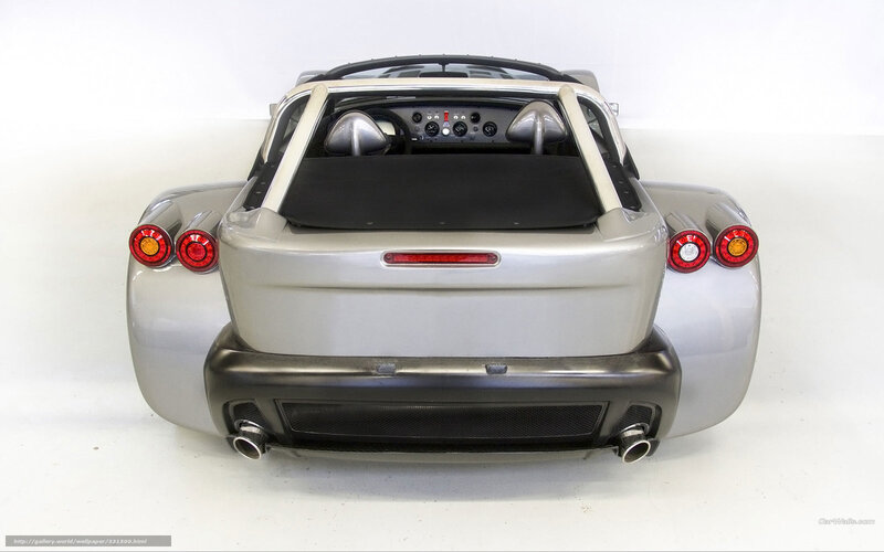 silver sports car rear view