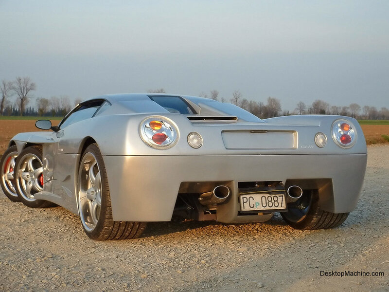 silver sports car rear view