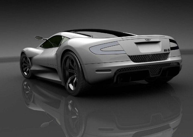 silver sports car rear view