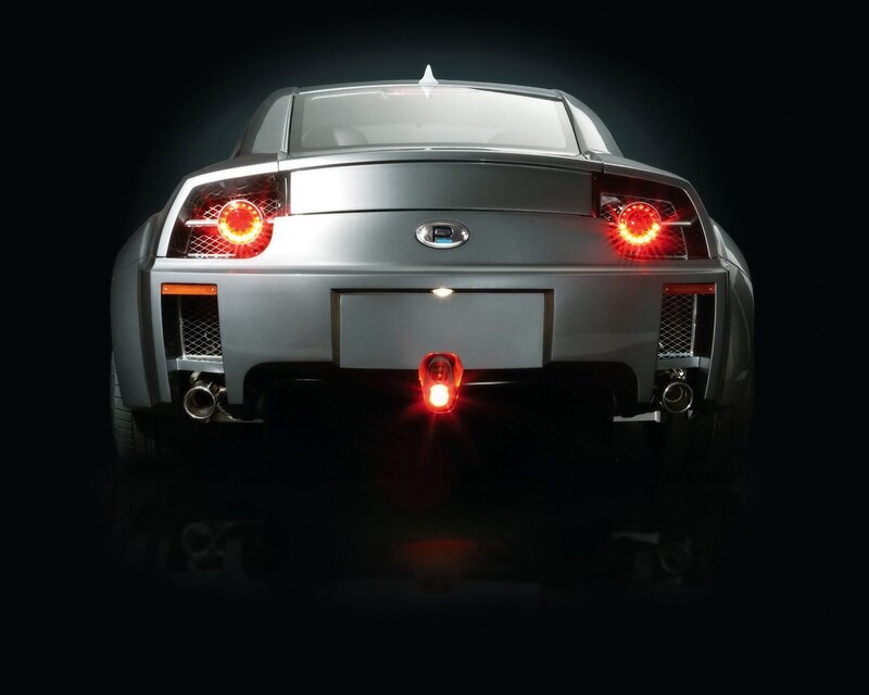 silver sports car rear view