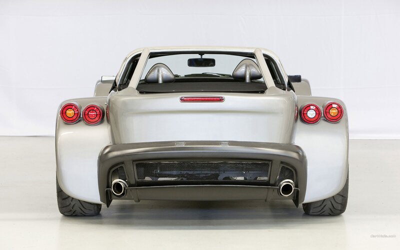 silver sports car rear view