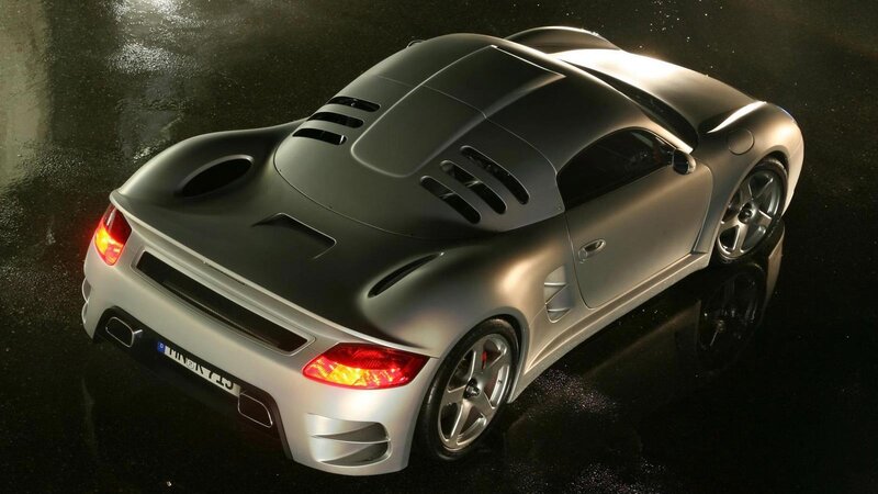 silver sports car rear view
