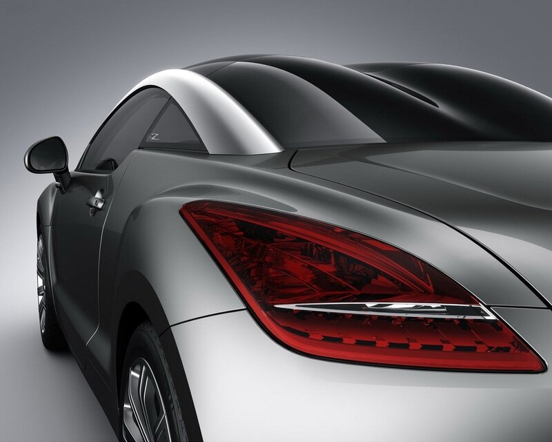 silver sports car rear view