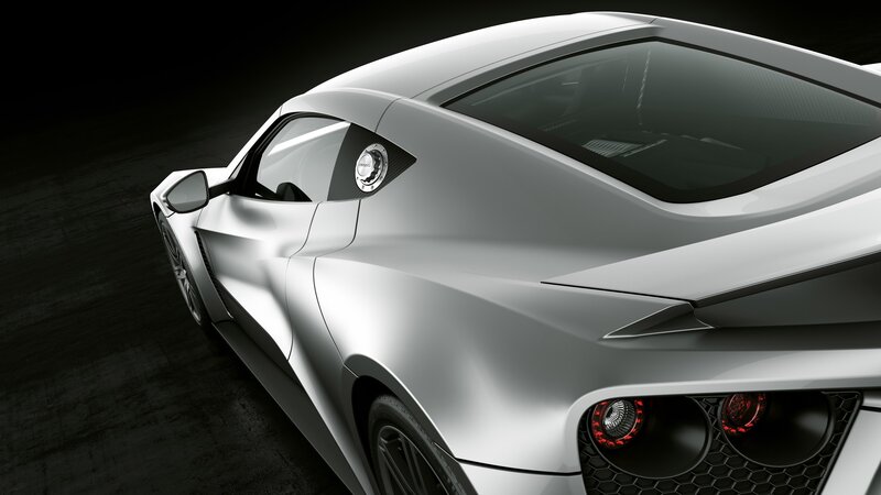 silver sports car rear view
