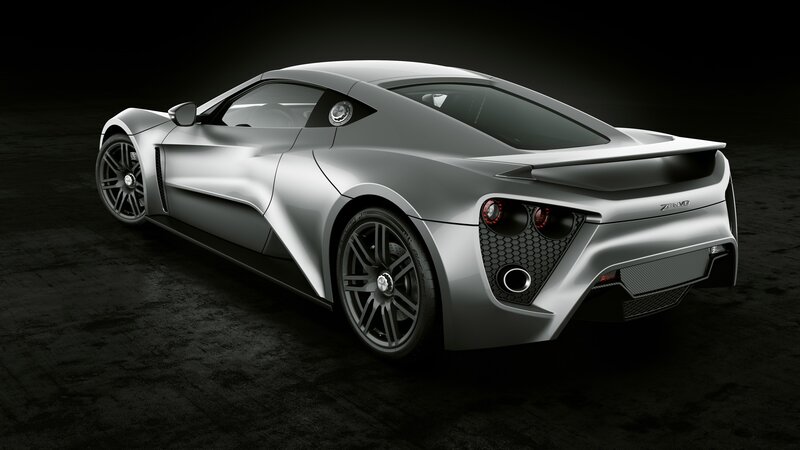 silver sports car rear view