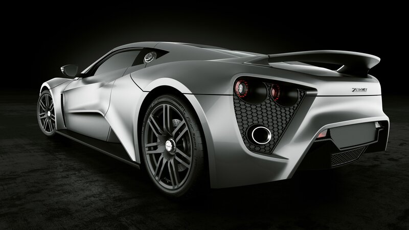silver sports car rear view