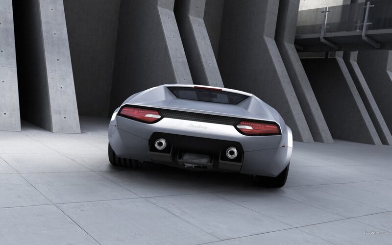 silver sports car rear view