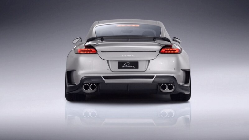 silver sports car rear view