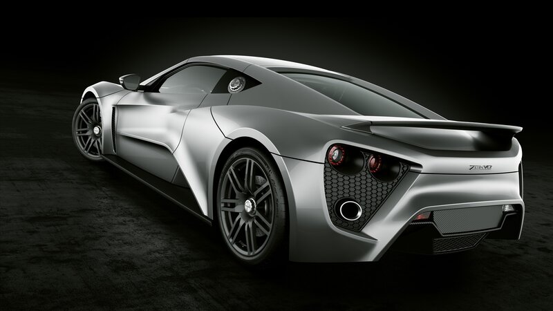 silver sports car rear view