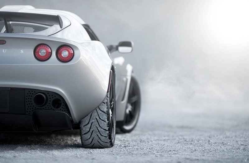 silver sports car rear view