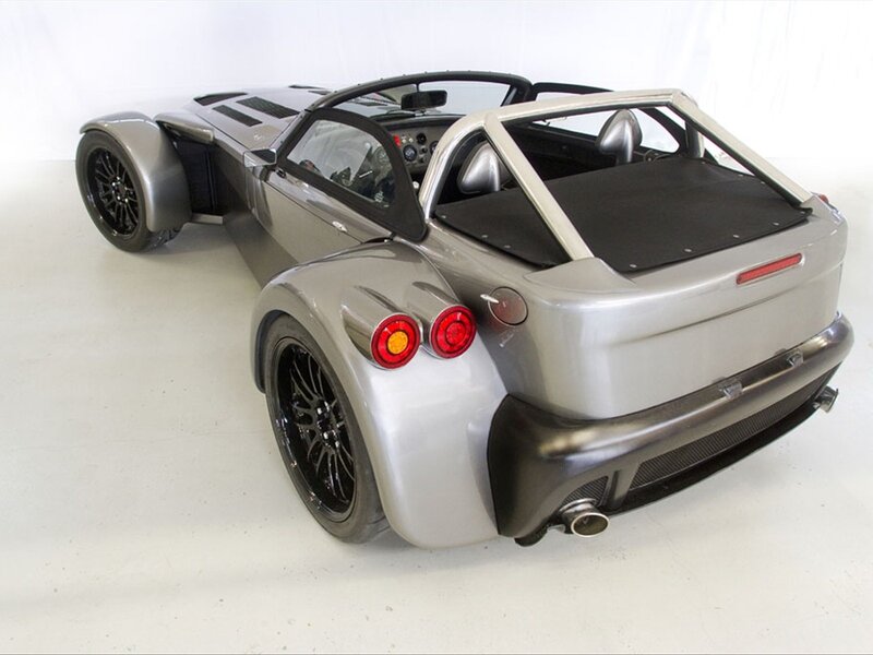 silver sports car rear view