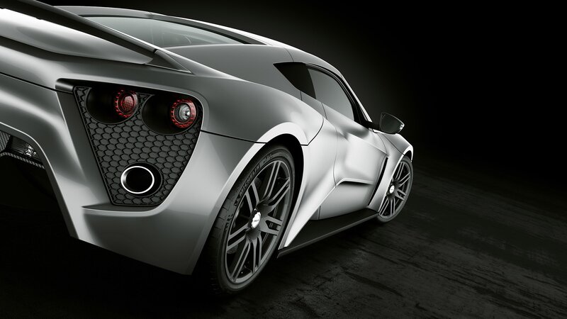 silver sports car rear view