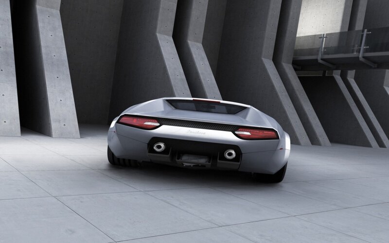 silver sports car rear view