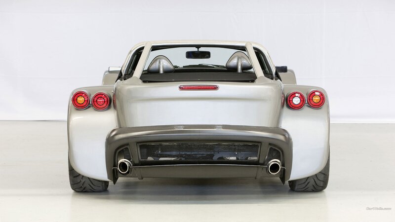 silver sports car rear view