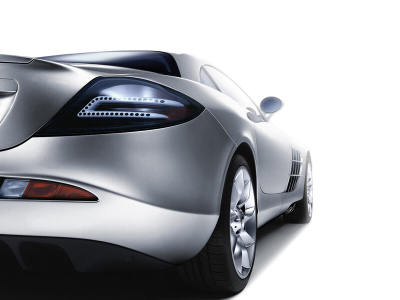 silver sports car rear view