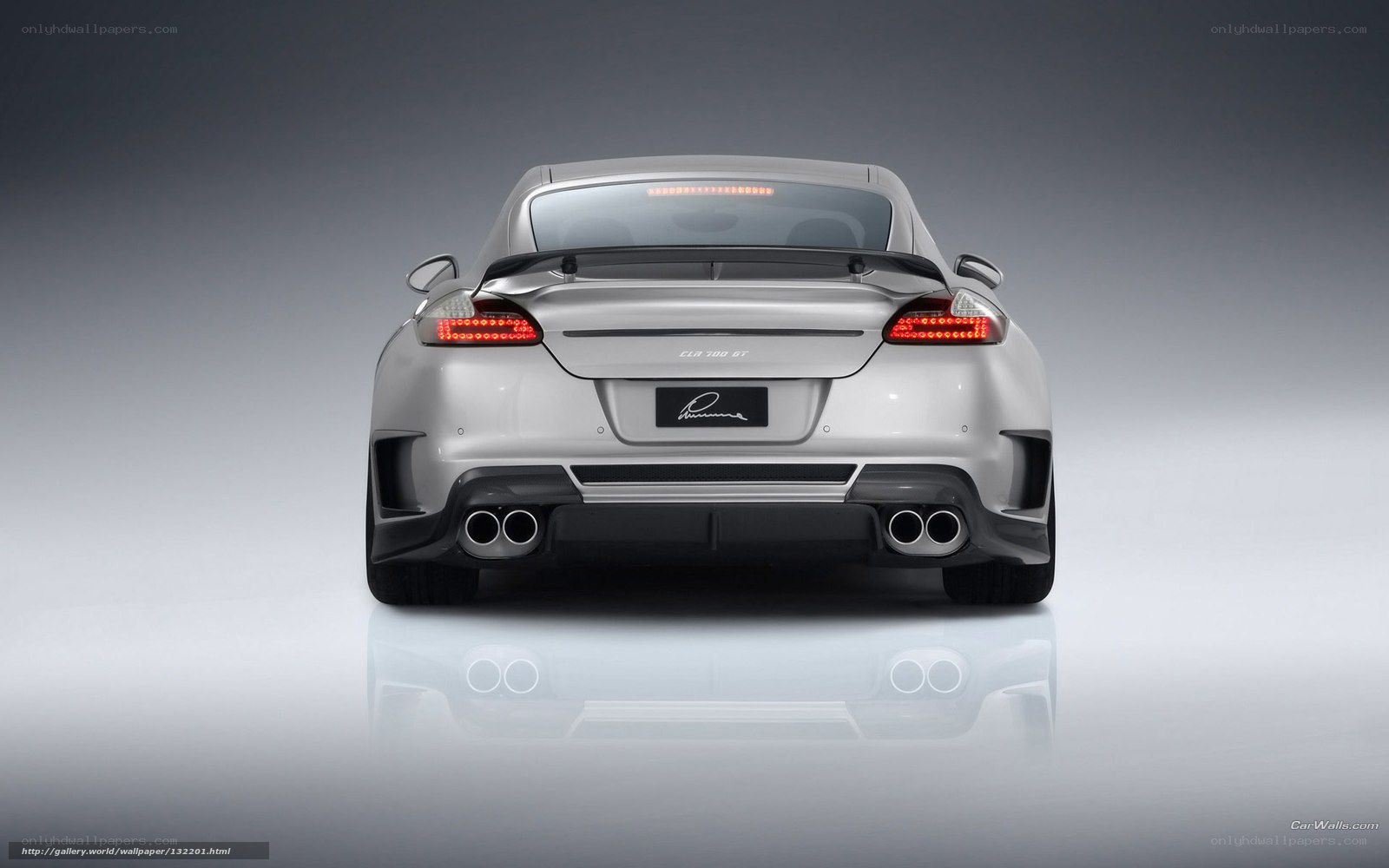silver sports car rear view