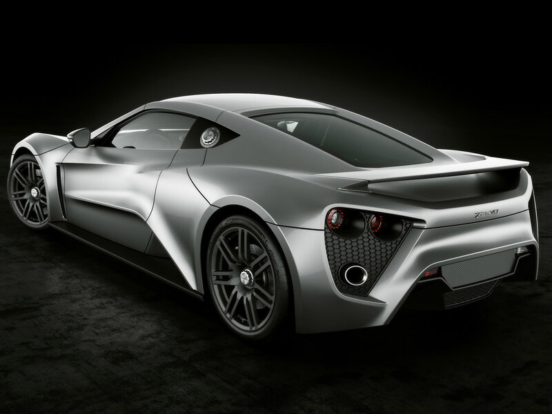 Silver sports car rear view