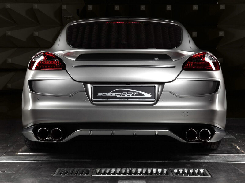 silver sports car rear view
