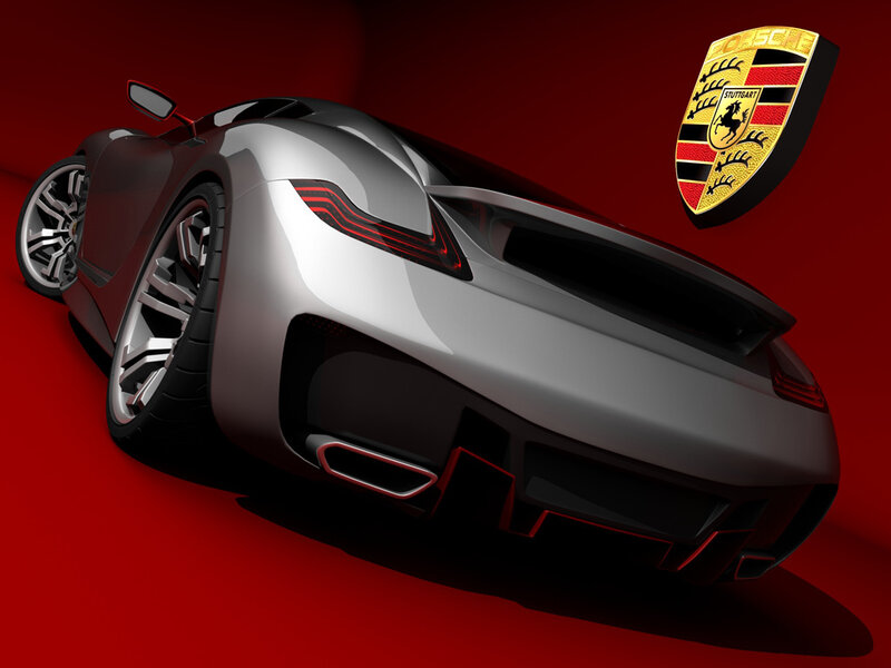 Silver Sports Car — Red, Dramatic, 3d Render, Logo