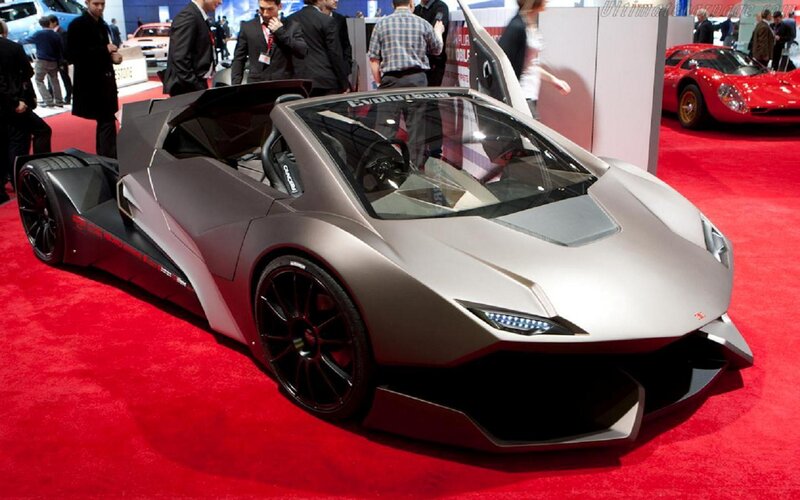 Silver Sports Car — Red, Showroom
