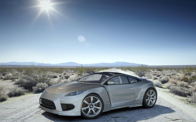 Silver Sports Car — Serene, Afternoon, 3d Render, Desert
