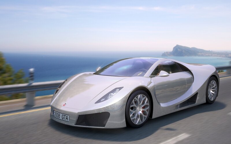 Silver Sports Car — Serene, Afternoon, 3d Render