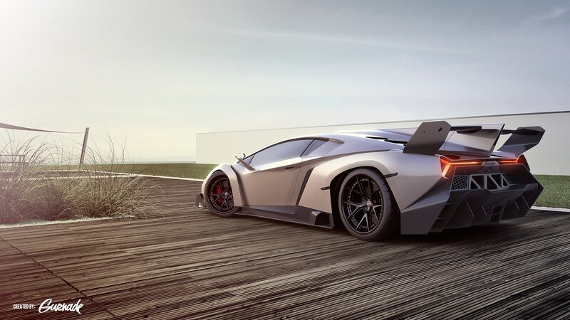 Silver Sports Car — Serene, Afternoon, 3d Render, Wooden Deck, Grass, Sky