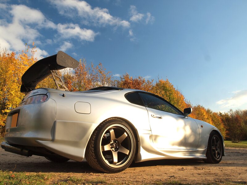 Silver Sports Car — Serene, Autumn, Photograph, Trees