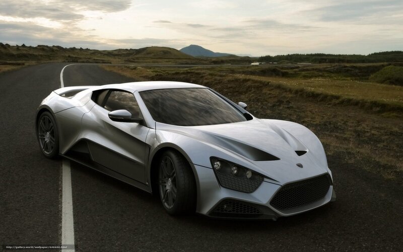 Silver Sports Car — Serene, Sunset, 3d Render, Road, Hills