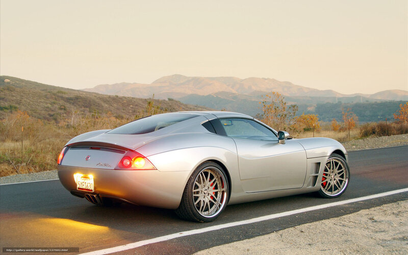Silver Sports Car — Serene, Sunset, Photograph, Mountains
