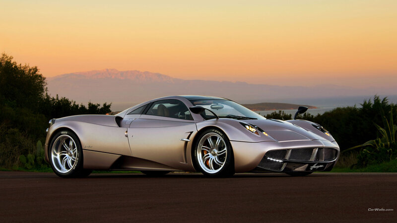 Silver Sports Car — Serene, Sunset, Photograph, Mountains, Trees