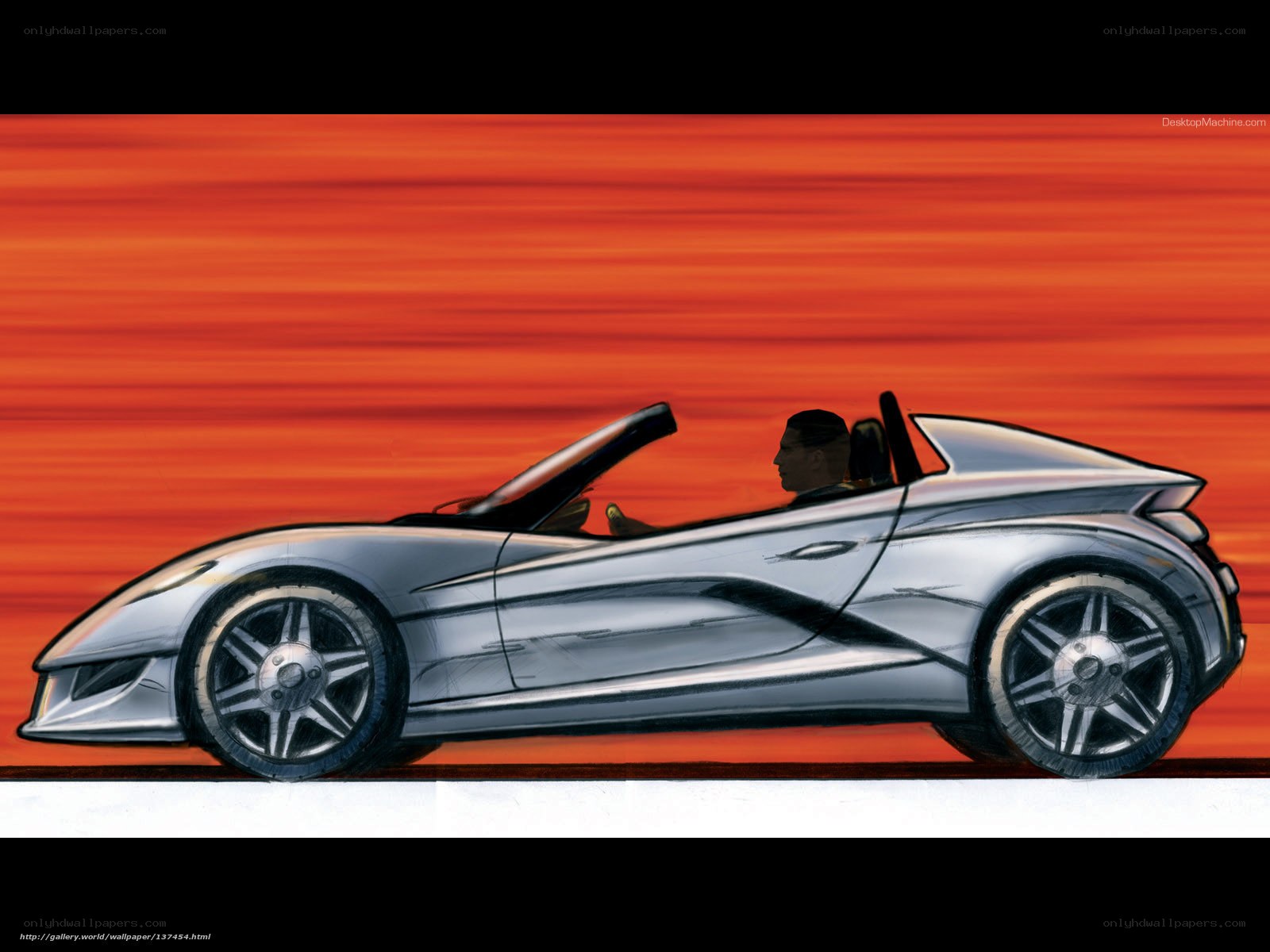 Silver sports car sketch