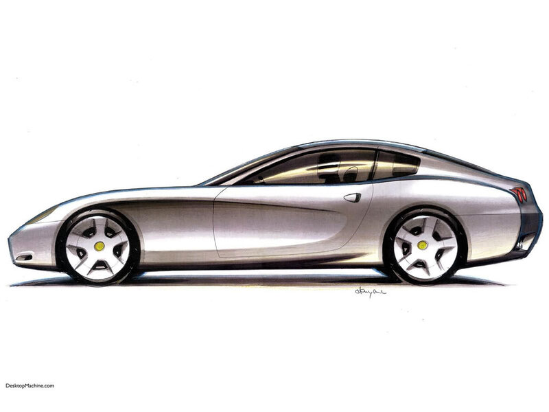 silver sports car sketch