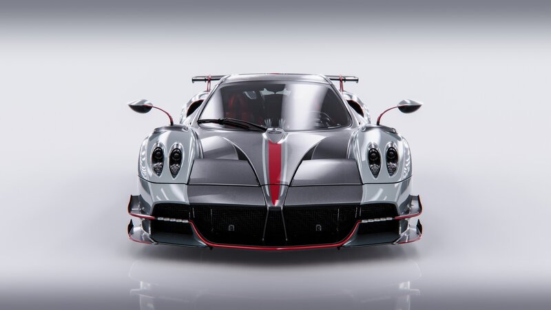 Silver Sports Car — Sleek, 3d Render, Red Stripe