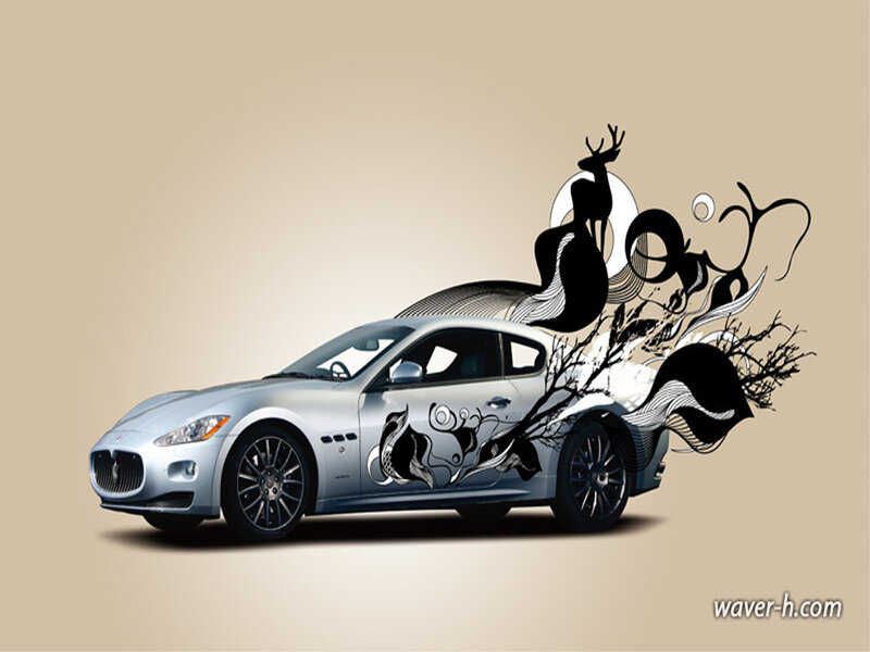 Silver Sports Car — Stylized