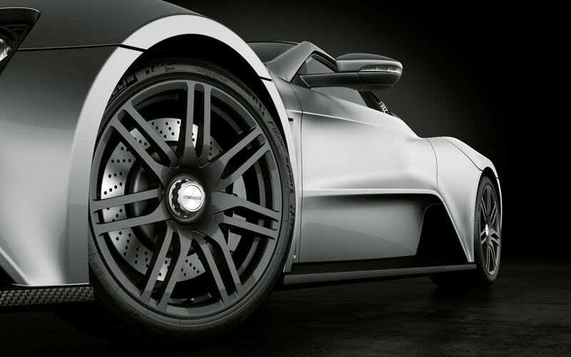 silver sports car wheel