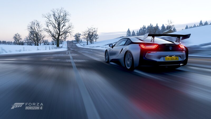 Silver Sports Car — White, Cold, Winter
