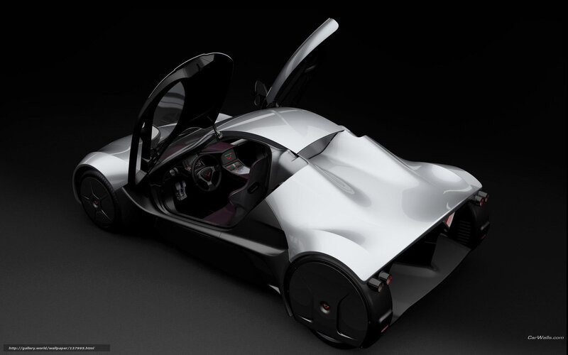 Silver Sports Car — White, Dramatic, 3d Render, Doors