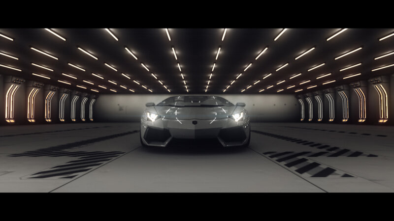 Silver Sports Car — White, Dramatic, 3d Render, Tunnel