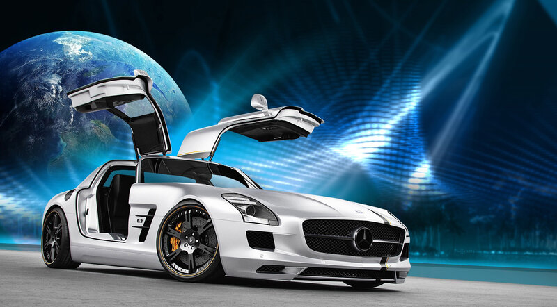 Silver Sports Car — White, Dramatic, Digital Art, Earth