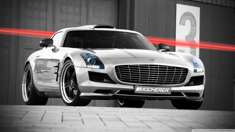 Silver Sports Car — White, Dramatic, Photograph, Building