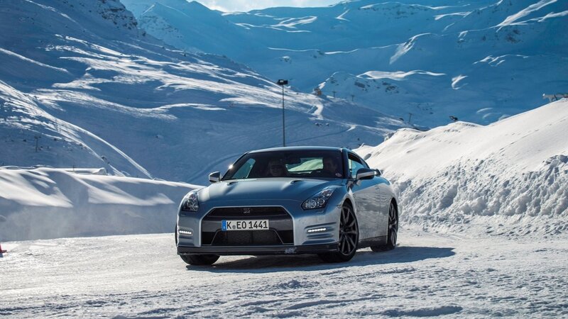 Silver Sports Car — White, Dramatic, Winter