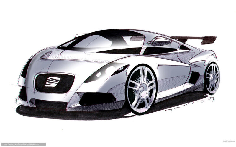 Silver Sports Car — White, Dynamic, Illustration