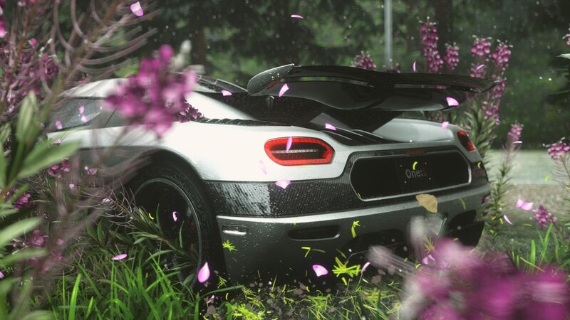Silver Sports Car — White, Serene, Spring