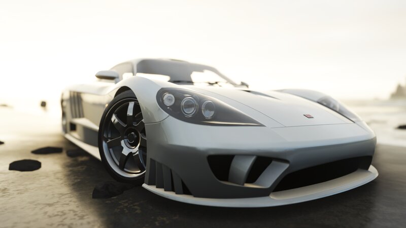 Silver Sports Car — White, Serene, Sunset, 3d Render