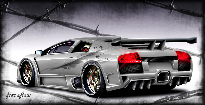 silver sports car with custom wheels