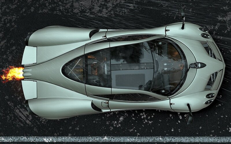 silver sports car with flames