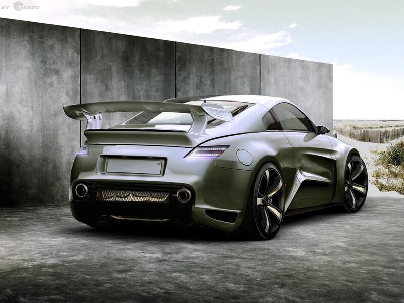 silver sports car with large spoiler